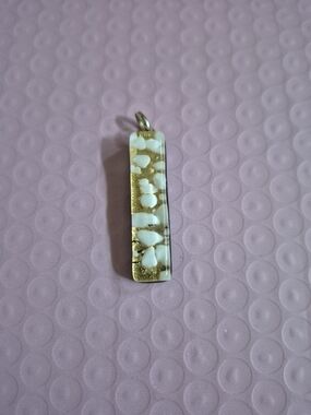 Murano Italy Gold Foil Art Glass Rectangle Pendant Handmade Modern Charm